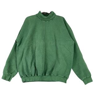 Vintage 90s Pluma Heavyweight Cotton Mock Neck Sweatshirt Green Pullover XL Mens